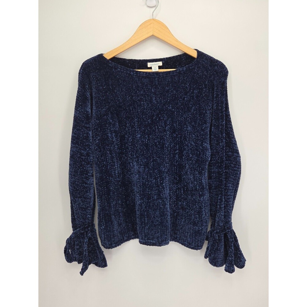 Sundance Womens Soft Chenille Pullover Sweater Tie Bell Sleeves Blue Size XS